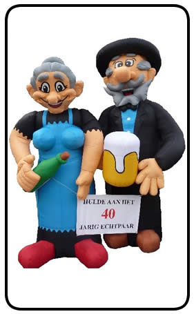 Opblaas Abraham Cartoon 4,5 + Sarah Cartoon 4,3 meter
